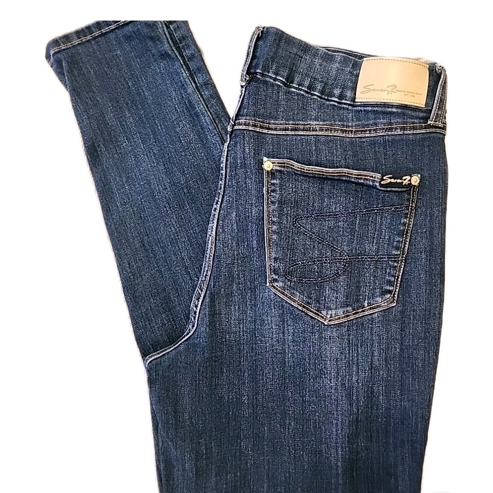 Seven7 Dark Blue Tummyless Straight Leg Jeans Size 14